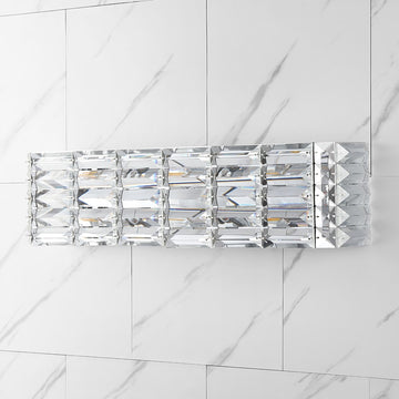 Evelyn Crystal Rectangle Iron/Crystal Glam Modern LED Vanity Light - JONATHAN Y